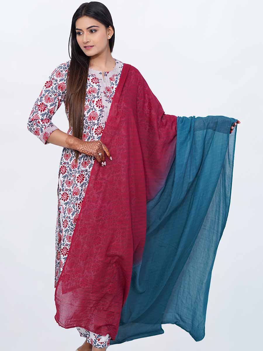 Multicolor Plain Cotton Dupatta