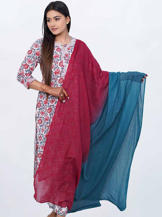Multicolor Plain Cotton Dupatta