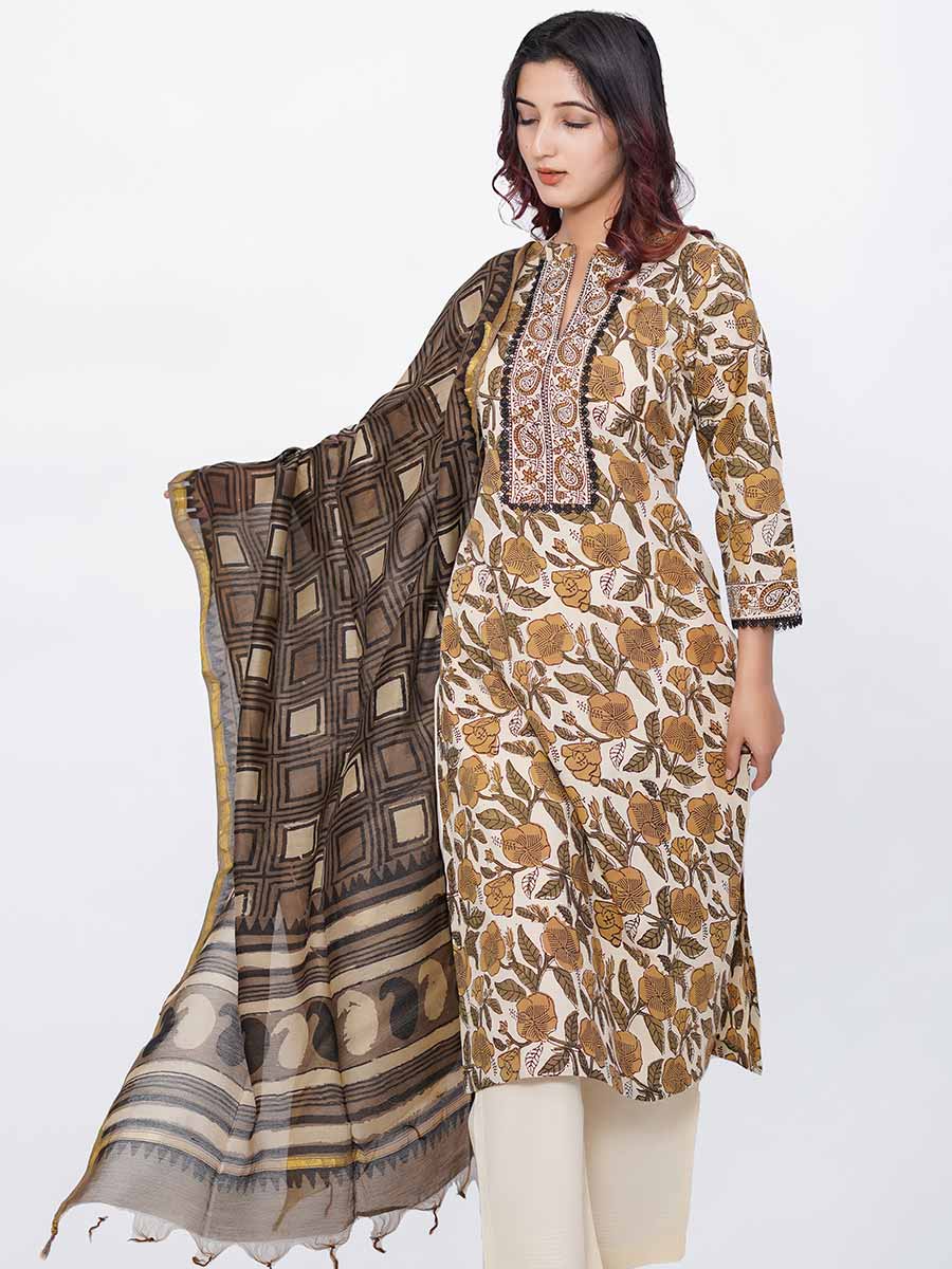 Multicolor Printed Maheshwari Silk Dupatta