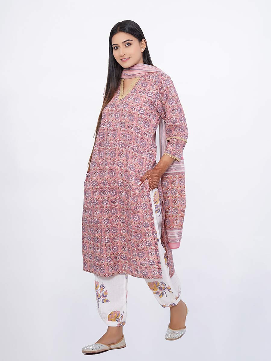 Multicolor Cotton Bagru Print Suit Set