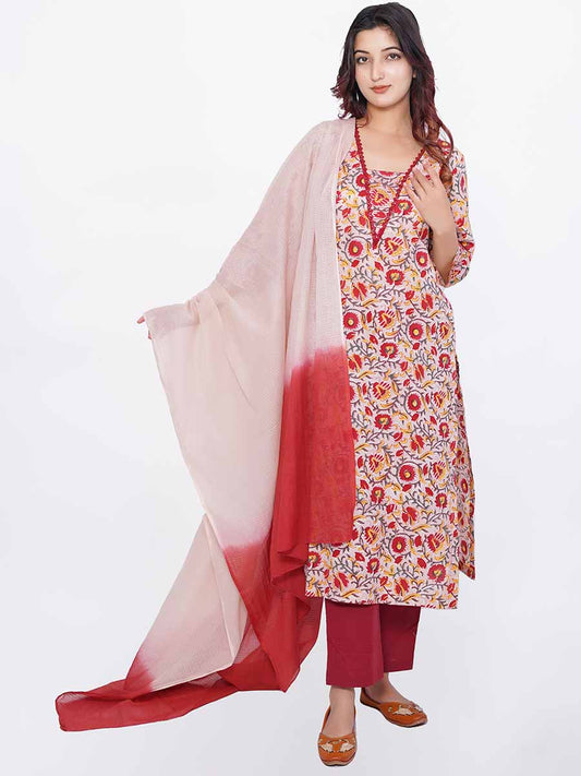 Red Tie-Dye Kota Doria Dupatta