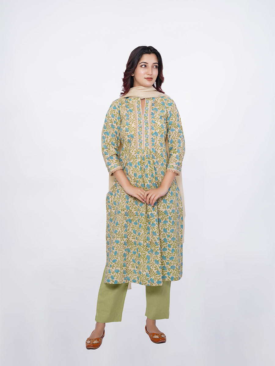Beige Plain Kota Doria Dupatta