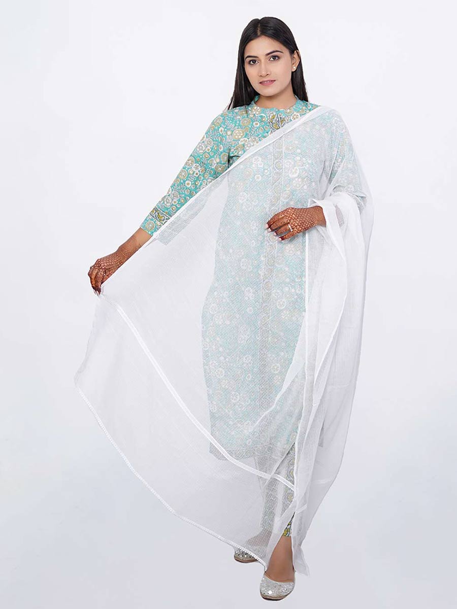 Green Cotton Bagru Print Suit Set