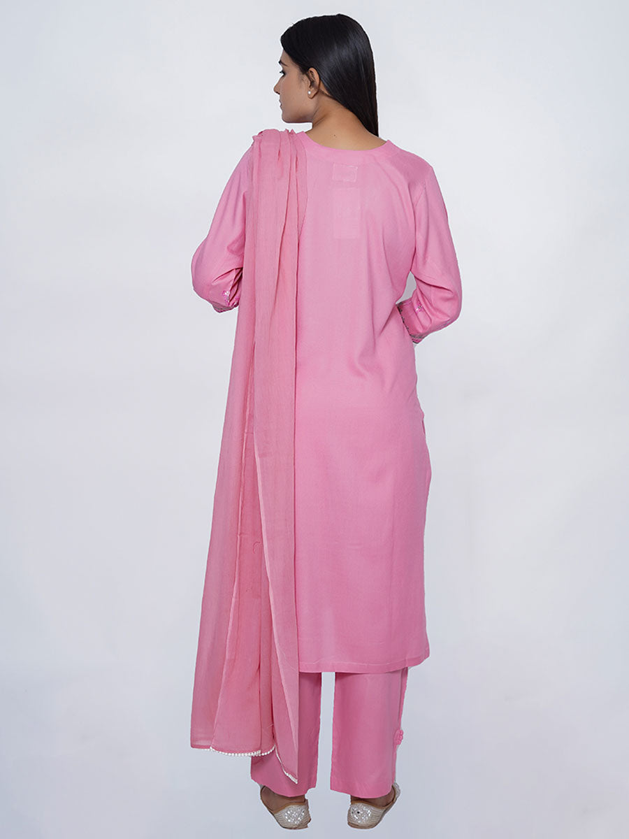 Pink Rayon Machine Work Suit Set
