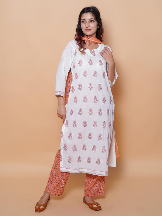White Cotton Machine Work Suit Set