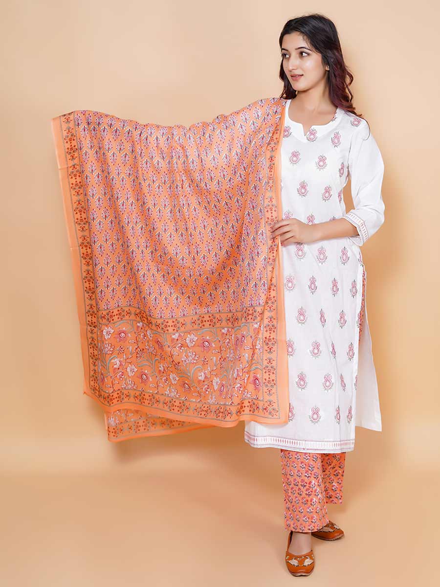 White Cotton Machine Work Suit Set