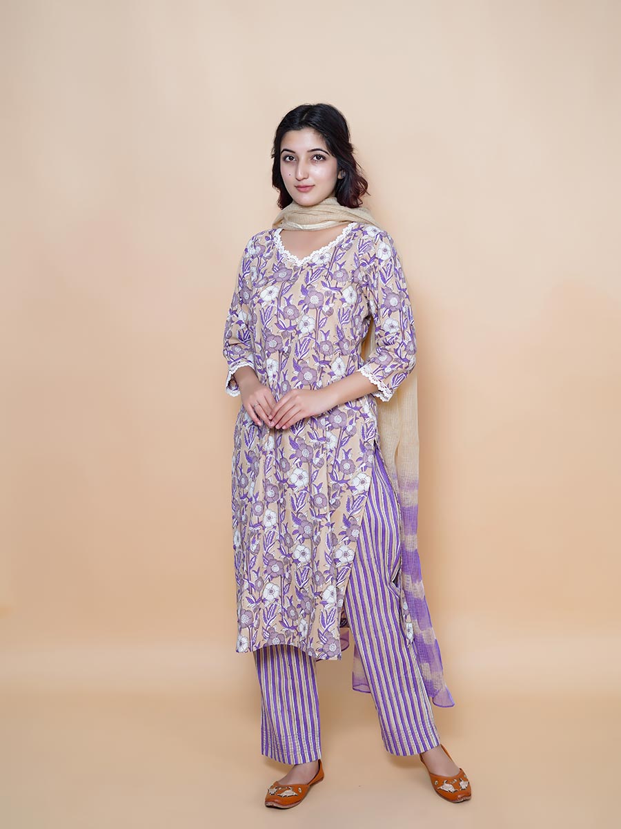 Multicolor Plain Kota Doria Dupatta