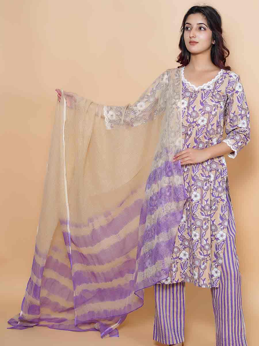 Multicolor Plain Kota Doria Dupatta