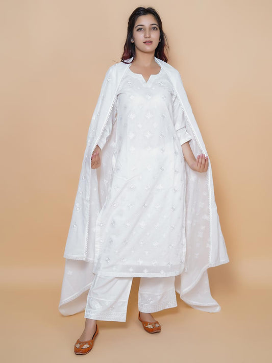 White Cotton Machine Work Suit Set