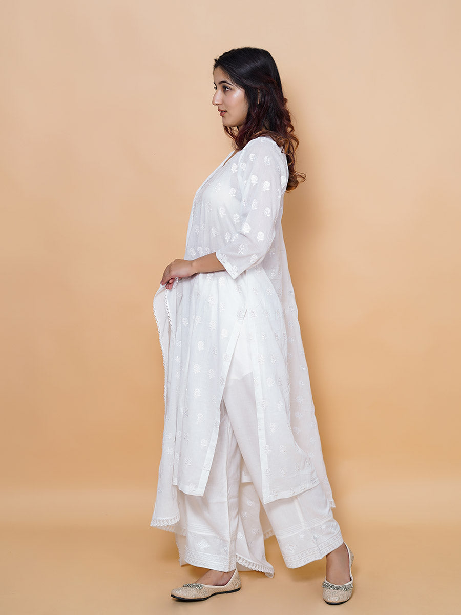 White Cotton Machine Work Suit Set