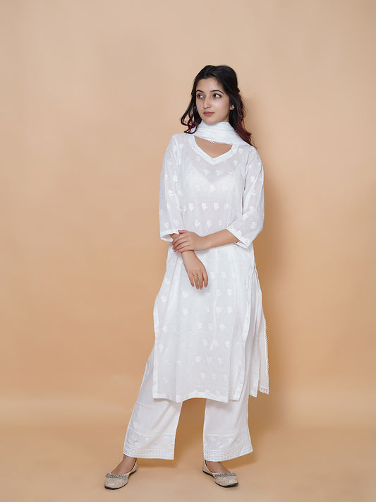 White Cotton Machine Work Suit Set