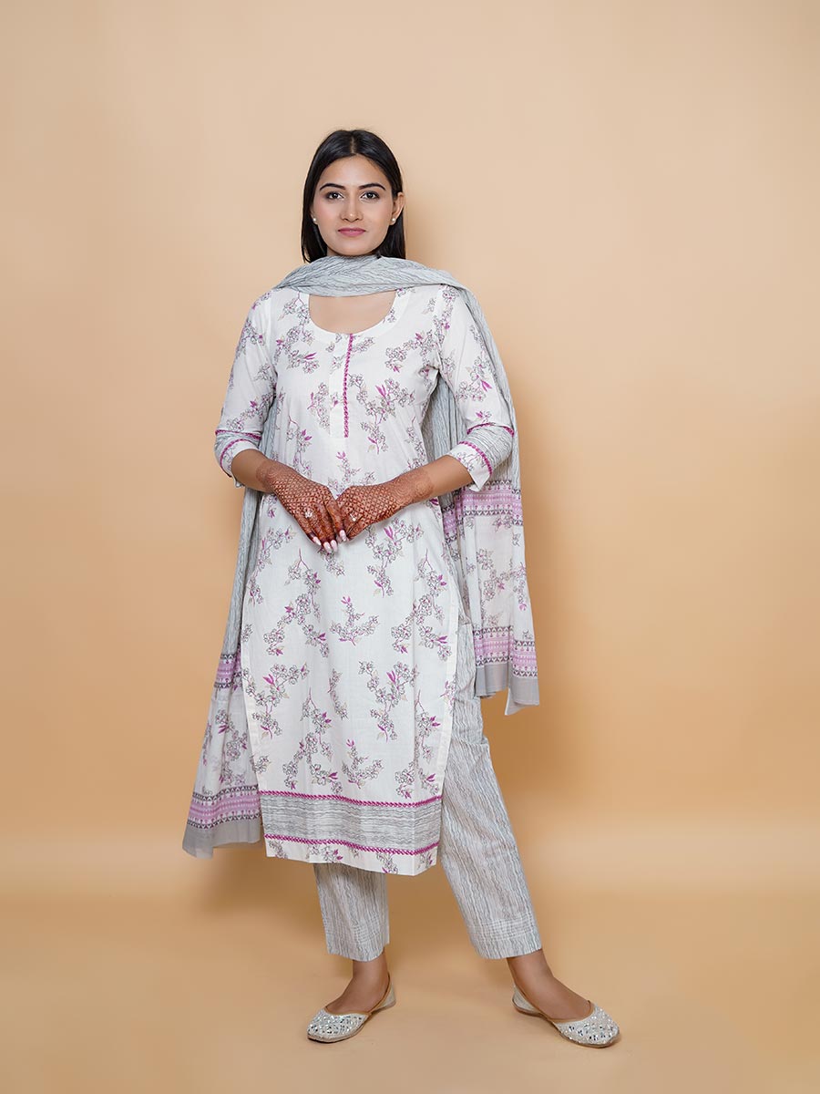 Multicolor Cotton Dabu Print Suit Set