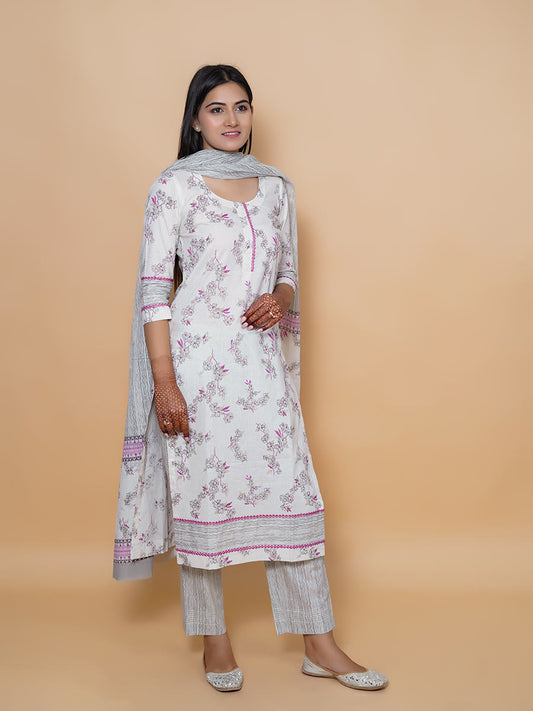 Multicolor Cotton Dabu Print Suit Set