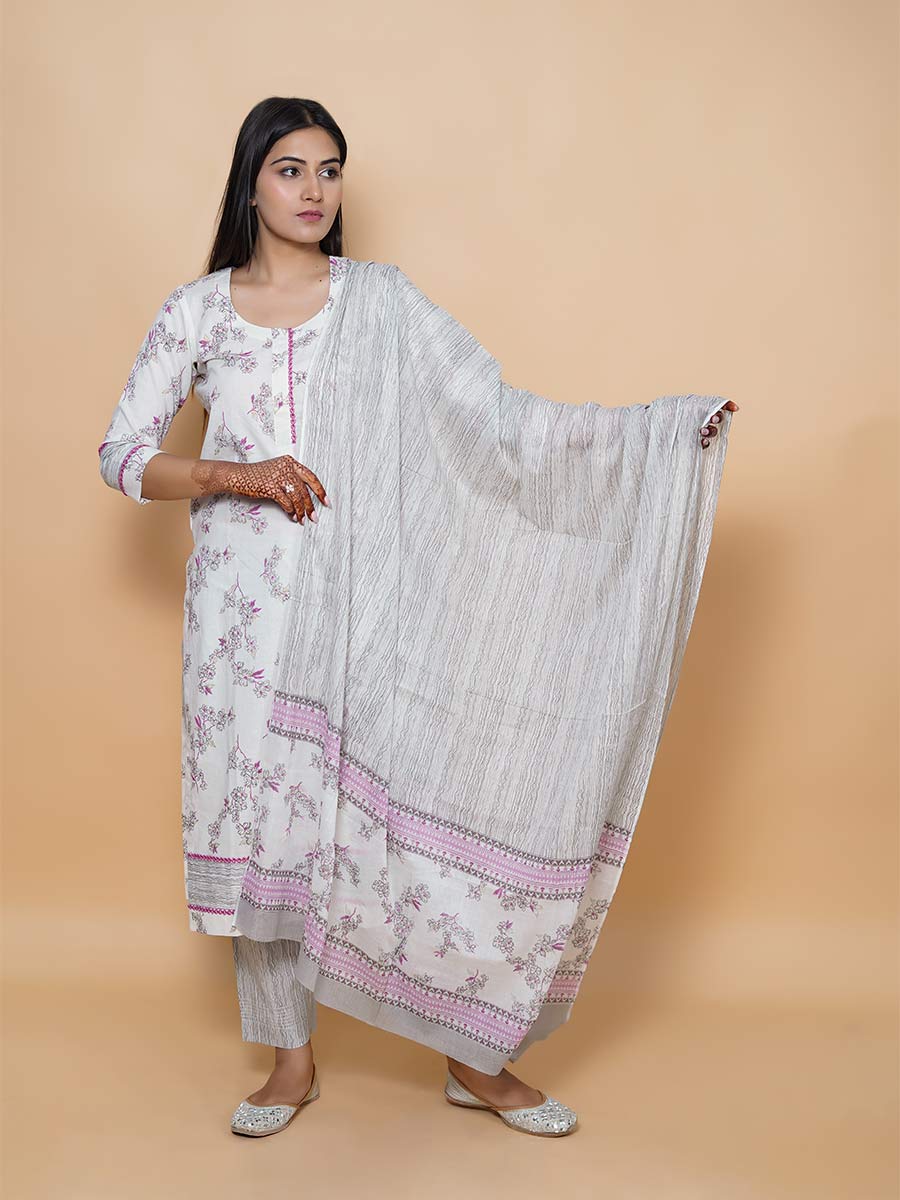 Multicolor Cotton Dabu Print Suit Set