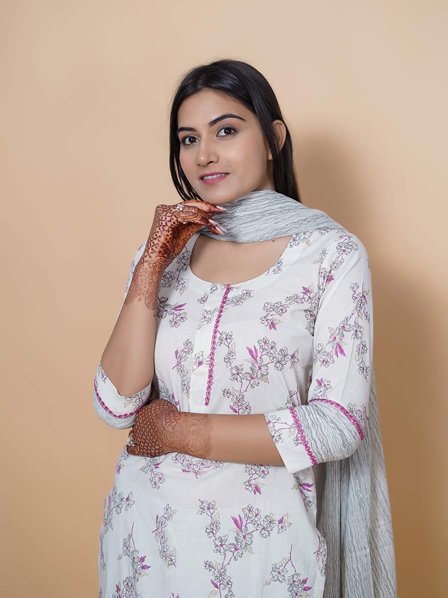 Multicolor Cotton Dabu Print Suit Set