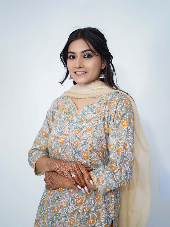 Multicolor Dabu Print Cotton Kurta
