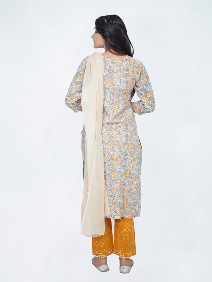 Multicolor Cotton Dabu Print Suit Set