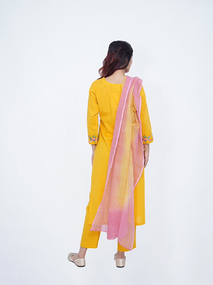 Yellow Cotton Material Machine Work Suit Set